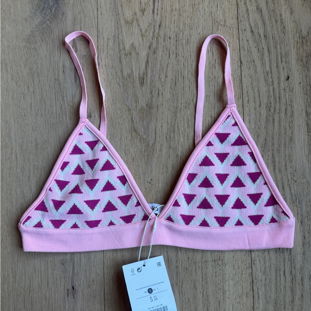 Bershka Pink Triangle Print Bralette Size S